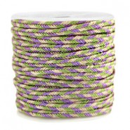 Macramé bead cord braided 3mm Green-purple metallic